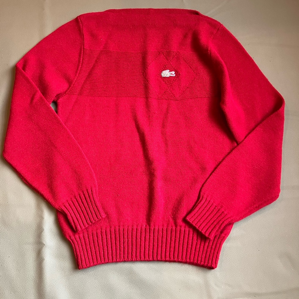 Vintage Haymaker Lacoste Red Knit Pullover Sweater Size 34 XS 100% Acrylic